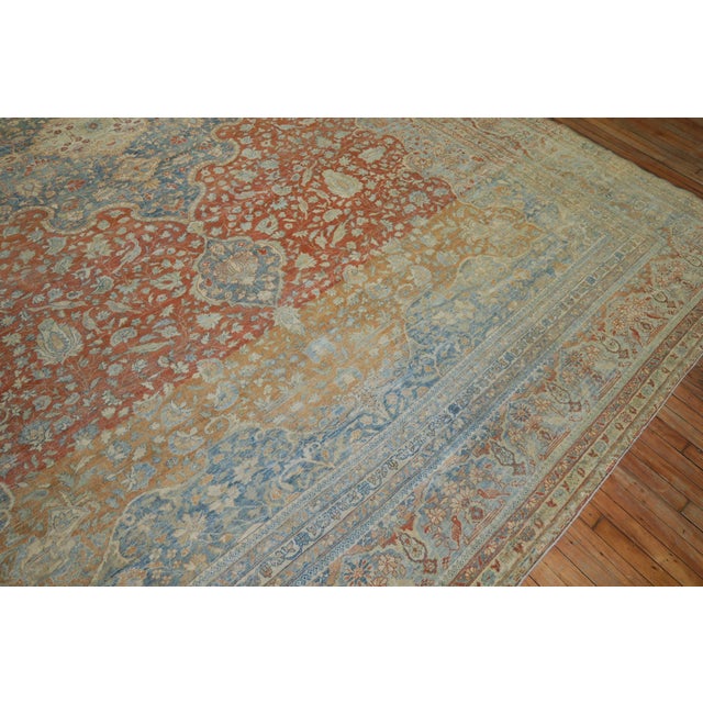 Orange Zabihi Collection 19th Century Antique Mohtasham Kashan Room size Rug - 12' x 17'5" For Sale - Image 8 of 12