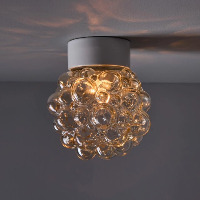 Mid-Century Modern 1960s Helena Tynell Amber Bubble Glass Wall or Ceiling Lamp For Sale - Image 3 of 12