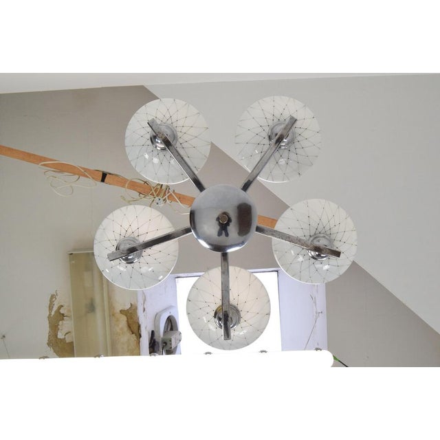 Gold Mid-Century Chandelier attributed to Company Drukov, 1960s For Sale - Image 8 of 17