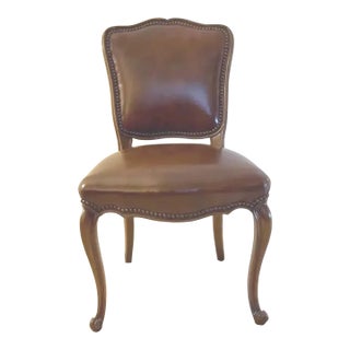 Elegant Late 20th Century Gabriel Victor Leather Upholstered Side Chair With Nailhead Trim For Sale