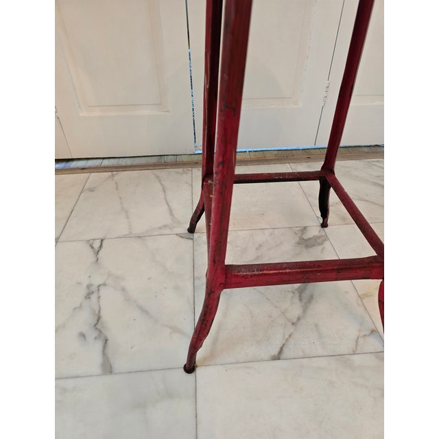 A very rare vintage original mid century modern red stool preferred by the iconic abstract painters of the 1940sto 1960s ....
