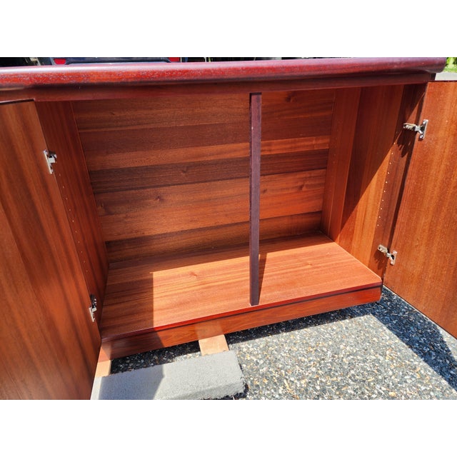 Brown Stunning Vintage Skovby Mid-Century Modern Rosewood Credenza | Danish Modern 3-Door Buffet | Sleek Storage Cabinet For Sale - Image 8 of 18