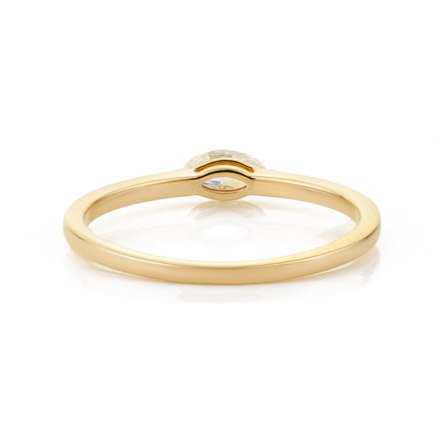 Modern Marquise Cut Diamond Solitaire Ring Size 5.5 in 14k Yellow Gold For Sale - Image 10 of 16