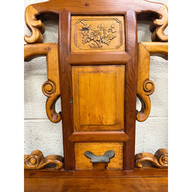 Chinese Vintage Chinese Ming Style Elm Side Occasional Accent or Wedding Chair For Sale - Image 3 of 10