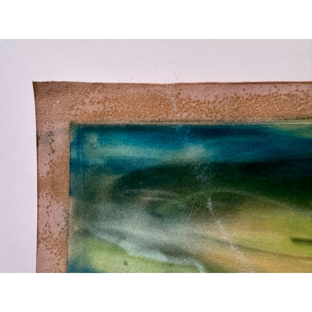 Rustic Henry Emil Salloch Original Pastel on Paper Water Lilies on a Shaded Pond, 1941. For Sale - Image 3 of 6