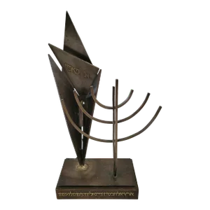 60s/70s Brutalist Welded Menorah Table Lamp