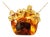 Mid 20th Century 14k Yellow Gold Amber Ruby Floral Pendant Necklace For Sale