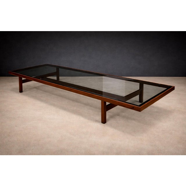 Large Coffee Table in Rosewood and Glass by Joaquim Tenreiro, Brazil, 1950s - Lot 603 For Sale - Image 10 of 14