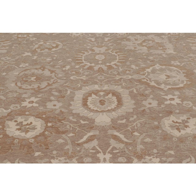 2010s Rug & Kilim’s Oushak-Inspired Rug in Beige and Cream Floral Patterns For Sale - Image 5 of 10