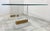 Metal Substantial Lucite and Brass Dining Table, Etched Glass Top For Sale - Image 7 of 9