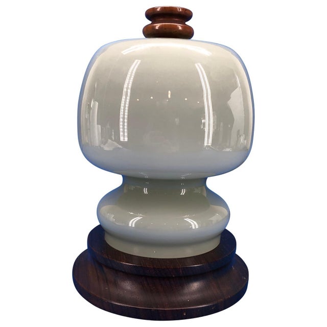 Italian Mid-Century Modern opaline shade night table lamp Newly re-wired to US standard.