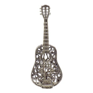 Vintage Italian Handmade Silver Guitar, Tuscany, 1980s For Sale