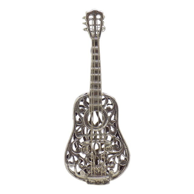Vintage Italian Handmade Silver Guitar, Tuscany, 1980s For Sale
