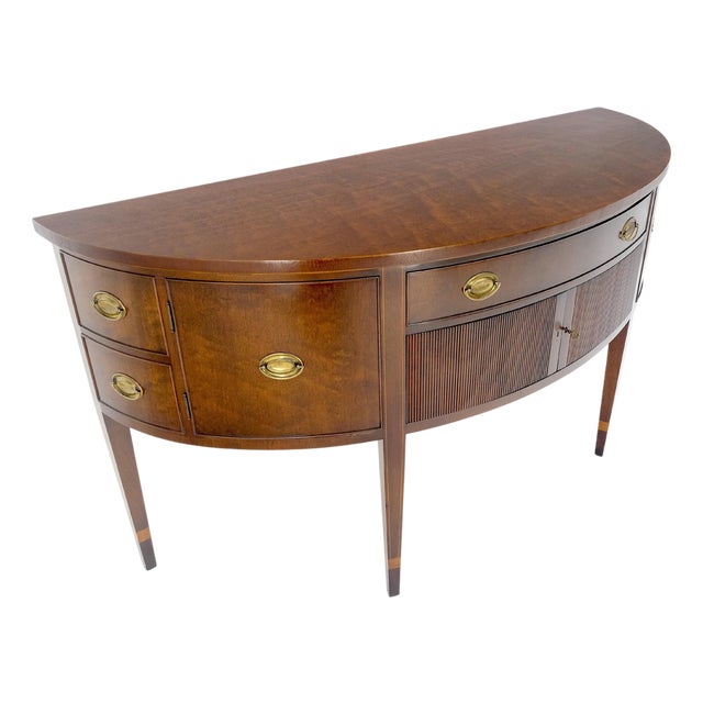 Kittinger Georgian 6' Long Rounded Demi Lune Sideboard Credenza Server Cabinet For Sale