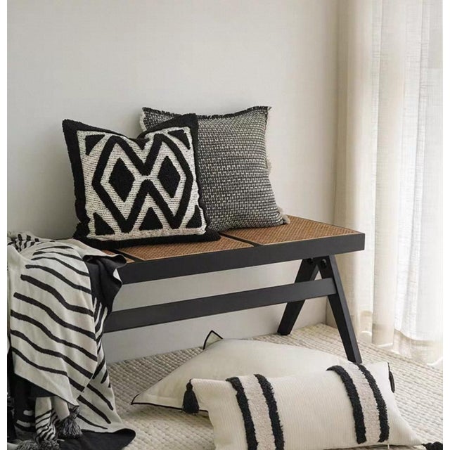 2020s Black and White Geometric Pillow -19 Inches For Sale - Image 5 of 7