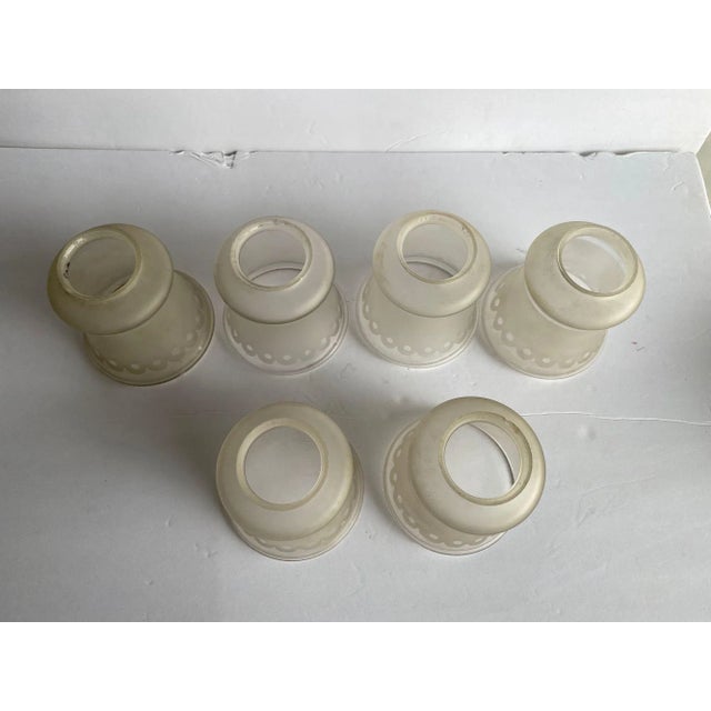 2 " Victorian Style Frosted Laced Hand Blown Glass Shades Six Available For Sale - Image 4 of 8