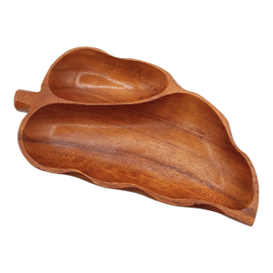 Vintage Monkey Pod Wood Leaf Serving Tray