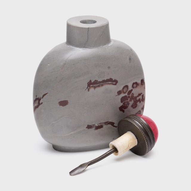 Asian Chinese Painting Stone Snuff Bottle, C. 1900 For Sale - Image 3 of 3