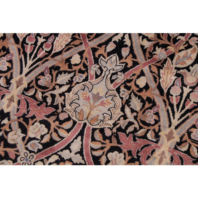 Boho Chic Floral Pak-Persian Black/Taupe Wool Rug - 9'1'' X 12'0'' For Sale In New York - Image 6 of 9
