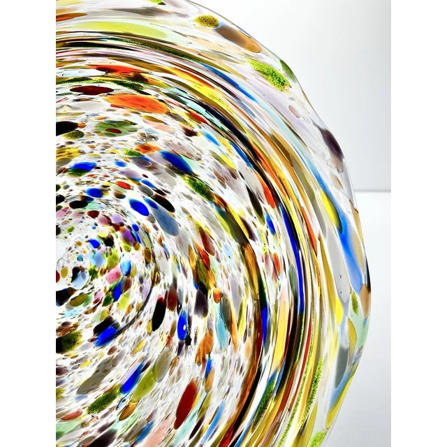 Glass 1970s Murano-Style Colorful Confetti Handblown Italian Swirl Art Glass Decor Bowl For Sale - Image 7 of 11