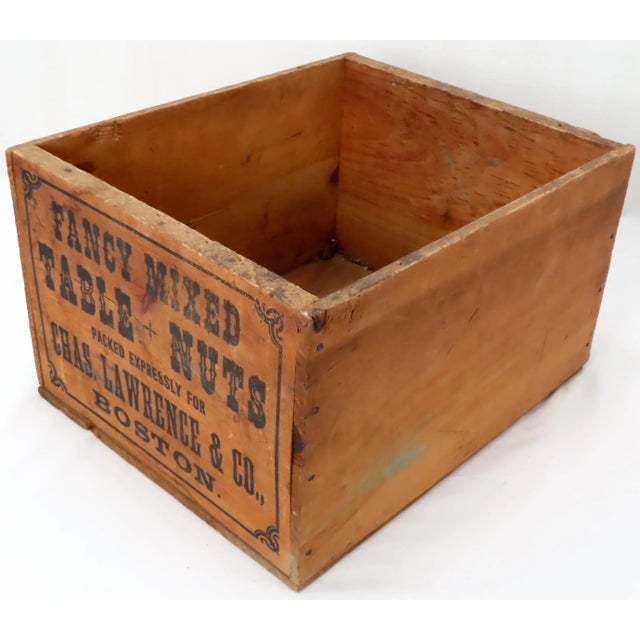 Early 20th Century Antique Fancy Mixed Table Nuts Wood Advertising Shipping Crate From Boston For Sale - Image 5 of 13