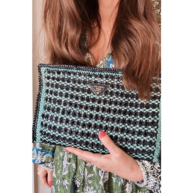 1970s Vintage Prada Madras Clutch For Sale - Image 5 of 14