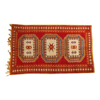 1960s Vintage Moroccan Orange Berber Rug For Sale