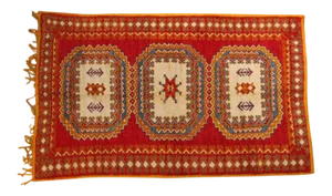 1960s Vintage Moroccan Orange Berber Rug