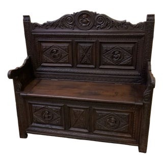 Antique Breton Chest Bench, 1860 For Sale