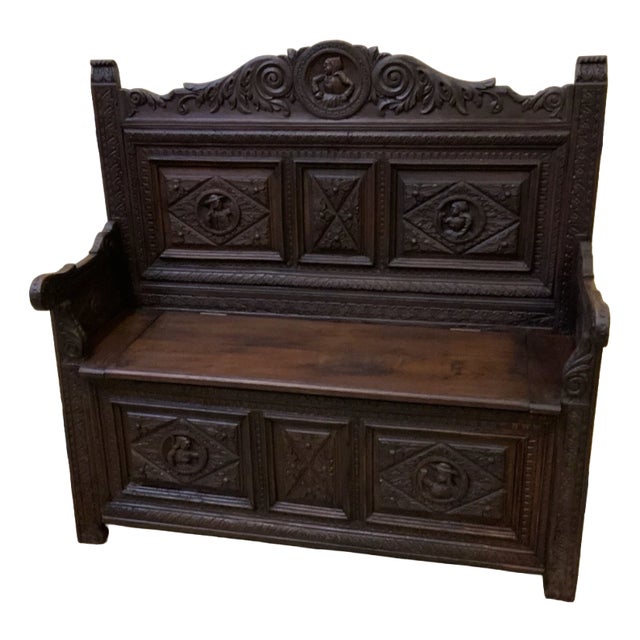 Antique Breton Chest Bench, 1860 For Sale