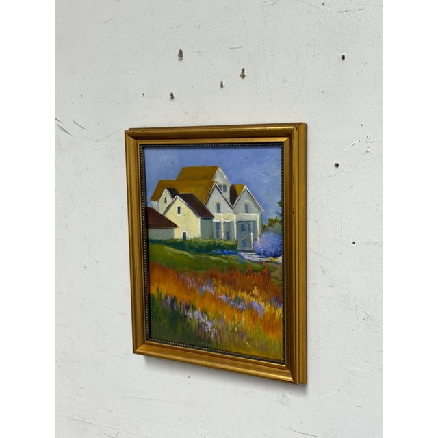 Early 21st Century Impressionist Painting of White House in Flower Field, Framed For Sale - Image 5 of 12