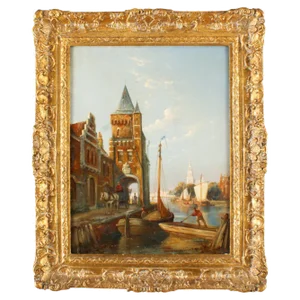 William Dommersen, A View on the Amstel, 19th Century, Oil Painting, Framed