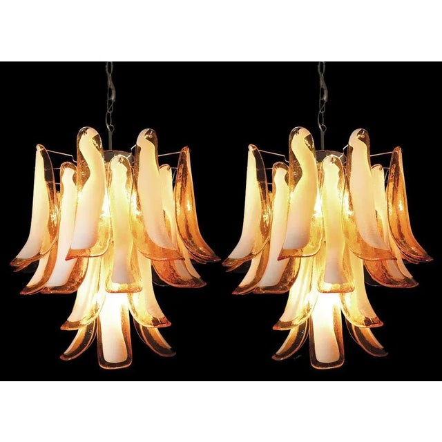 1980s Italian Murano Glass Petal Chandeliers, Set of 2 For Sale - Image 5 of 12
