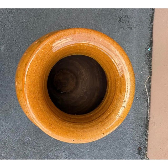 Ceramic Vintage Oversized Handcrafted Glazed Martaban-Style Floor Vase For Sale - Image 7 of 11
