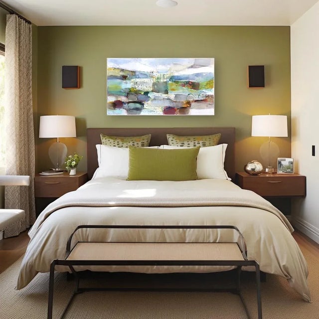 Textile Mystical Landscape - Large Layered Abstract Scenic Colorfield Painting Original Artwork by Greet Helsen For Sale - Image 7 of 8