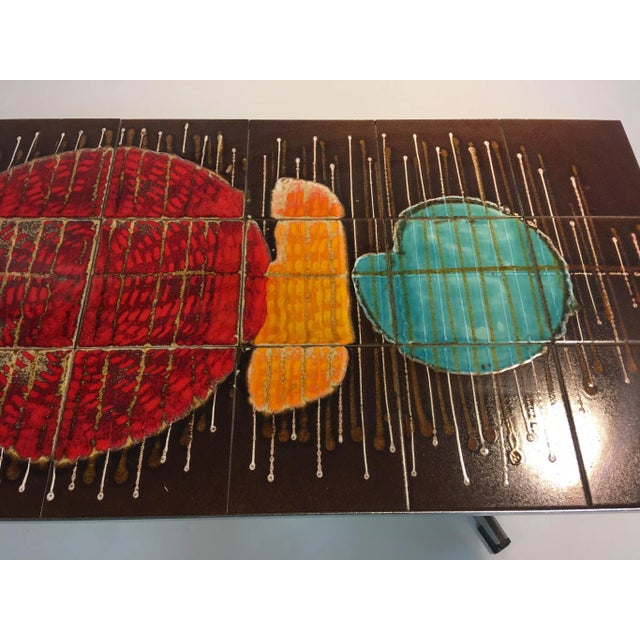 1970s Abstract Design Italian Tile Coffee Table For Sale - Image 5 of 8