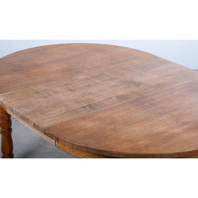 Brutalist Oak Dining Table with Two Extension Leaves, Denmark, 1960s For Sale - Image 9 of 13