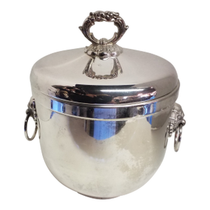 Mid 20th Century Towle Lion Handle Ice Bucket With Milk Glass Liner