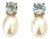 Bochic "Orient" Blue Topaz & South Sea Pear Earrings Set In 18K Gold & Silver, A Pair For Sale