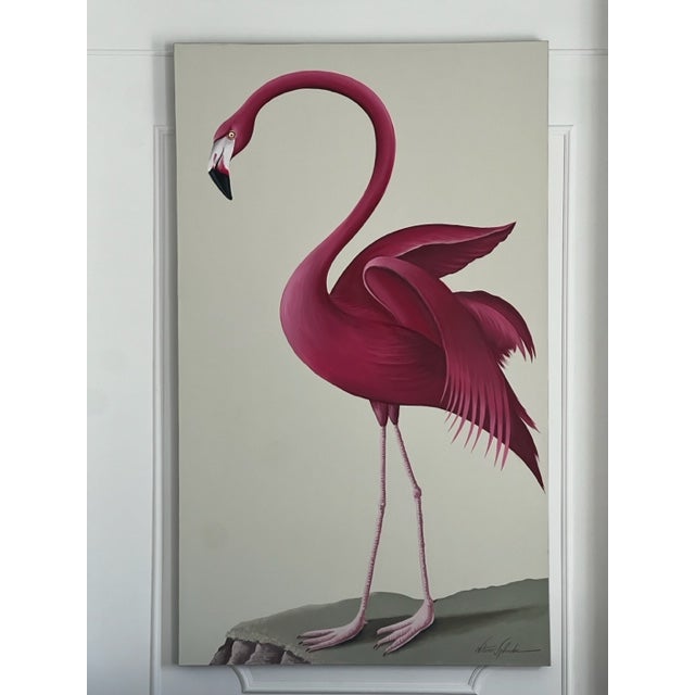 TWS Venetian Oil Painting of a Flamingo For Sale - Image 4 of 4