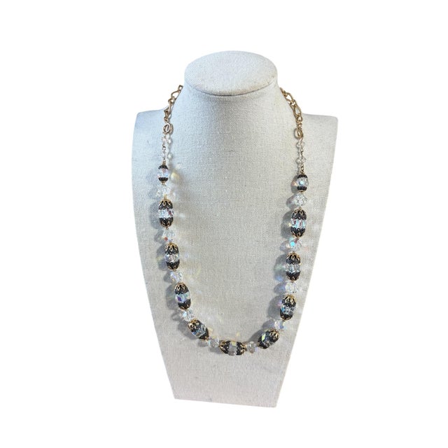 Vintage Czech Cristal Necklace With Gold Tone Chain For Sale - Image 4 of 6