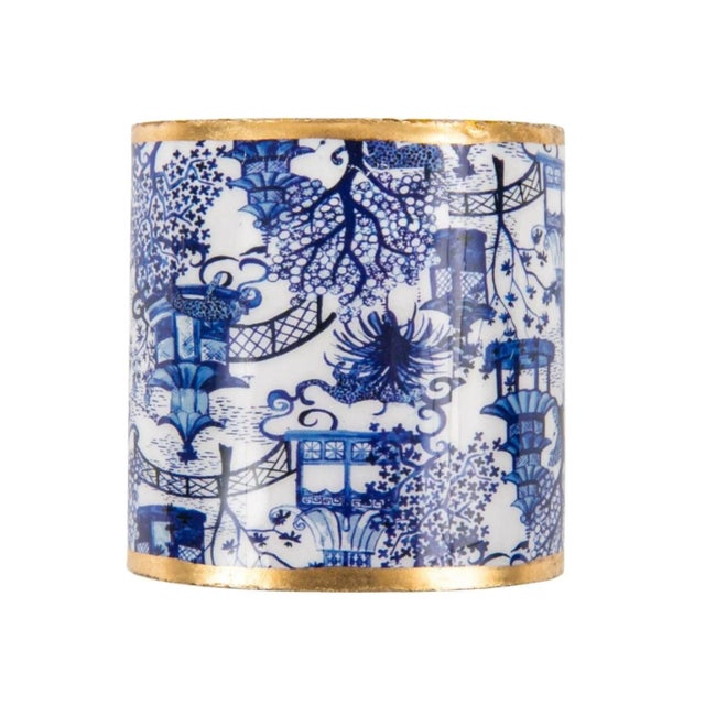 Blue Garden Party Enameled Napkin Rings- Set of 4 For Sale - Image 4 of 4