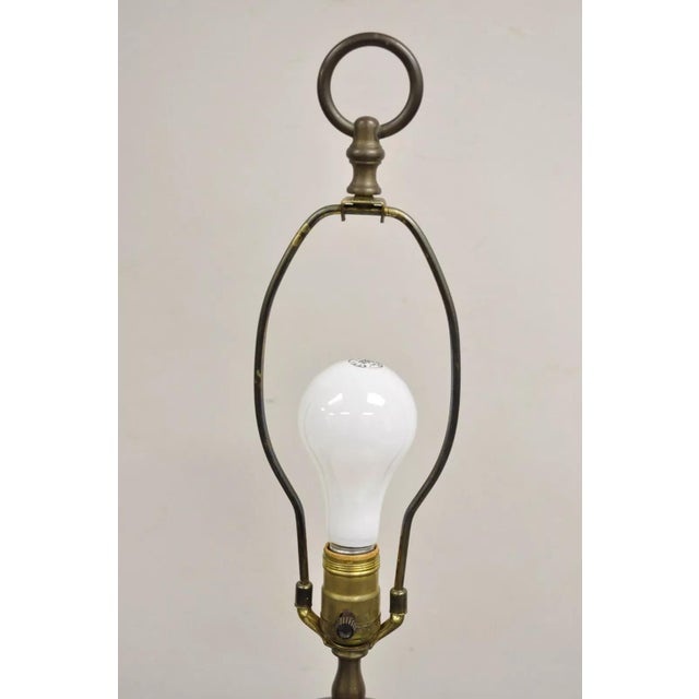 Metal Vintage Chinoiserie Patinated Brass Square Jardiniere Table Lamp Wildwood For Sale - Image 7 of 11