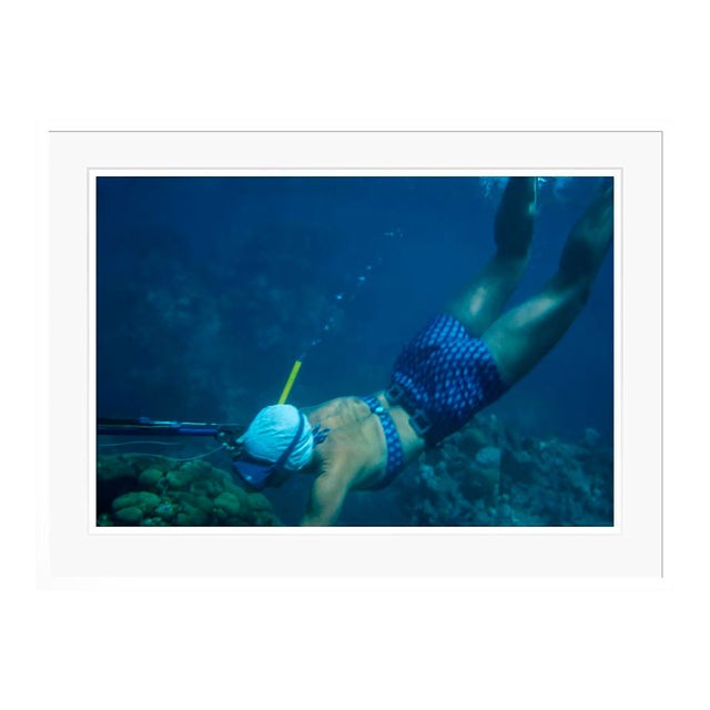 Toni Frissell 'Speargun Fishing in Antigua' Archival Pigment Print Framed in White For Sale