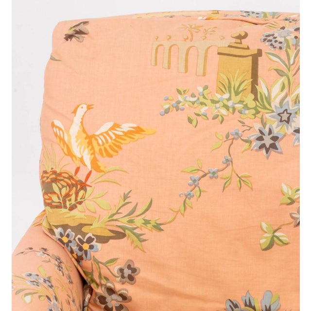 Late 20th Century Peach Floral Upholstered Lounge Chair and Ottoman For Sale - Image 5 of 10