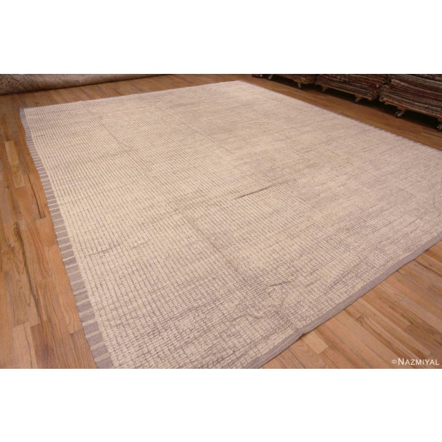 Trendy Large Neutral Minimalist Cream Color Modern Contemporary Area Rug, Country of origin: Central Asia, Circa date:...