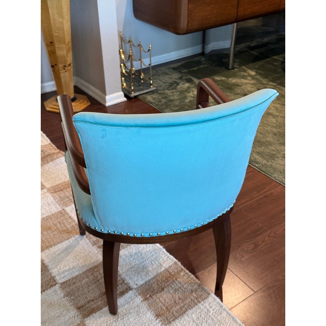 A Rare Art Deco Armchair in Real Blue, Circa 1930s. For Sale - Image 9 of 12