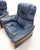 Vintage Adjustable Swivel Chairs in Blue Leather and Beech from Ekornes Stressless, 1980s, Set of 2 For Sale - Image 4 of 17