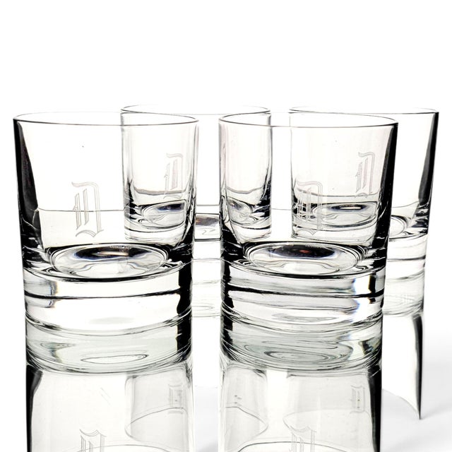 Traditional Late 20th Century Nachtmann German Lead Crystal D Monogram Whiskey Tumblers - Set of 4 For Sale - Image 3 of 12