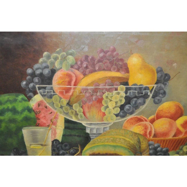 Textile Late 19th Century Fruit Still Life Oil Painting For Sale - Image 7 of 9